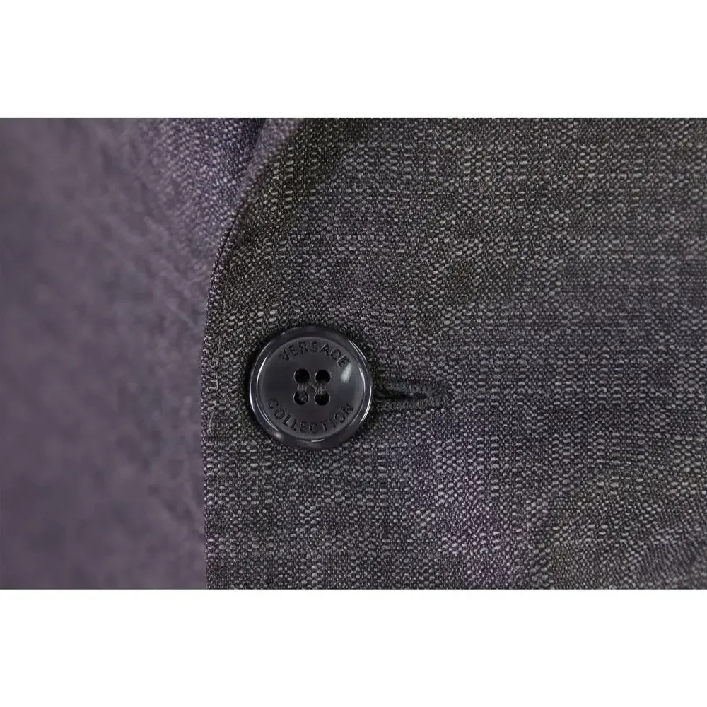 Versace Collection Recent Gray Check Wool Viscose 2Btn Slim Sportcoat Blazer 42L